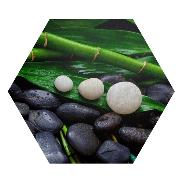 Billeder kunsttryk Green Bamboo With Zen Stones