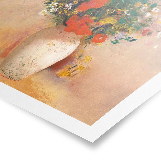 Plakater kunsttryk Odilon Redon - Vase With Flowers (Rose-Colored Background)
