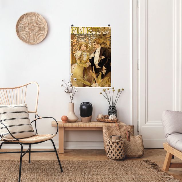 Kunst stilarter Alfons Mucha - Advertising Poster For Flirt Biscuits