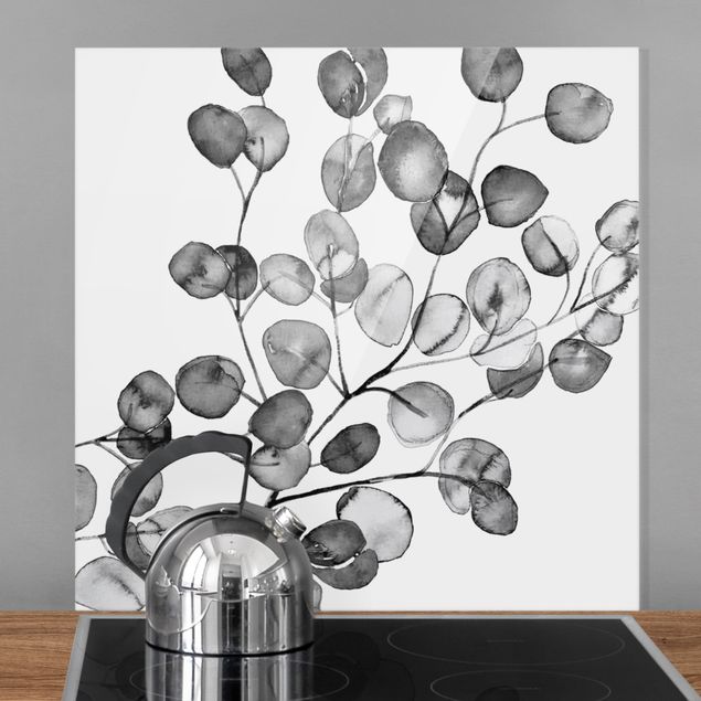 køkken dekorationer Black And White Eucalyptus Twig Watercolour