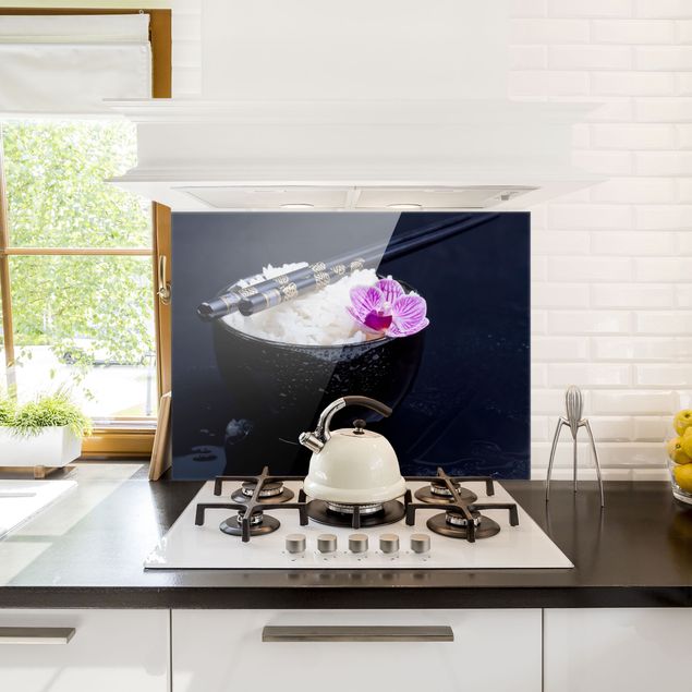 Stænkplader glas blomster Rice Bowl With Orchid