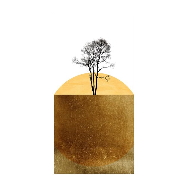 gulvtæppe guld Golden Sun With Tree