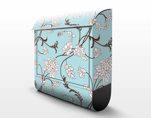 Postkasser blå Light-blue Floral Design