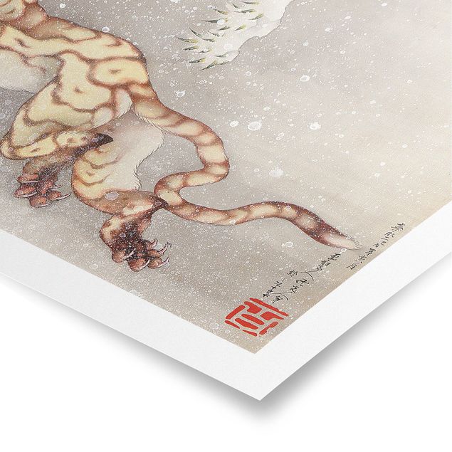 Plakater dyr Katsushika Hokusai - Tiger in a Snowstorm