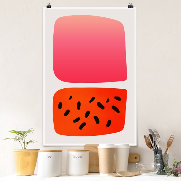 køkken dekorationer Abstract Shapes - Melon And Pink
