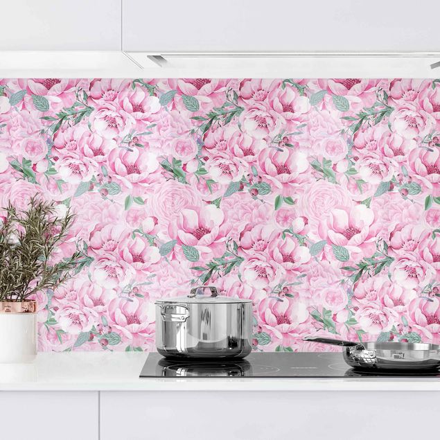 køkken dekorationer Pink Flower Dream Pastel Roses In Watercolour  II