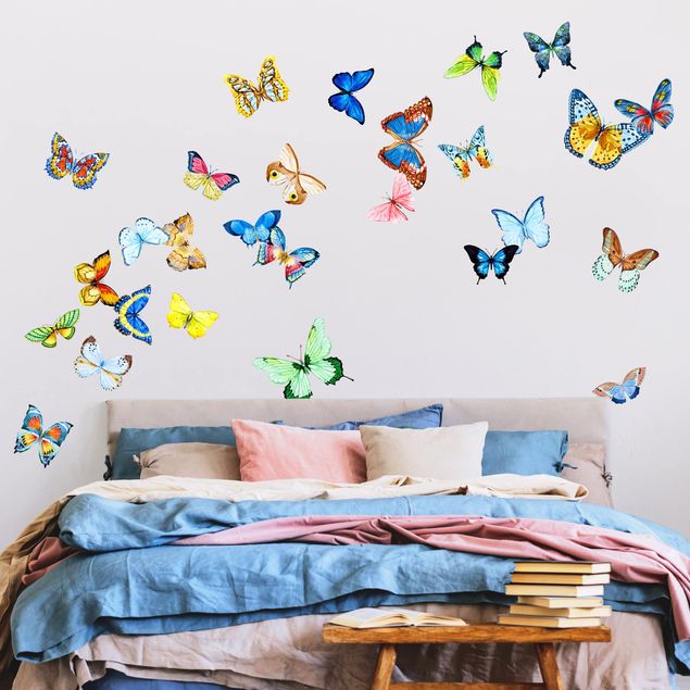 Wallstickers sommerfugle Watercolour Butterflies Set