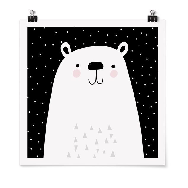 Plakater sort og hvid Zoo With Patterns - Polar Bear