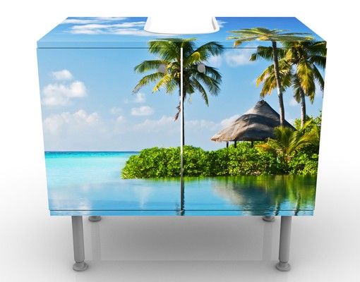Waschbeckenunterschrank - Tropisches Paradies - Badschrank Blau