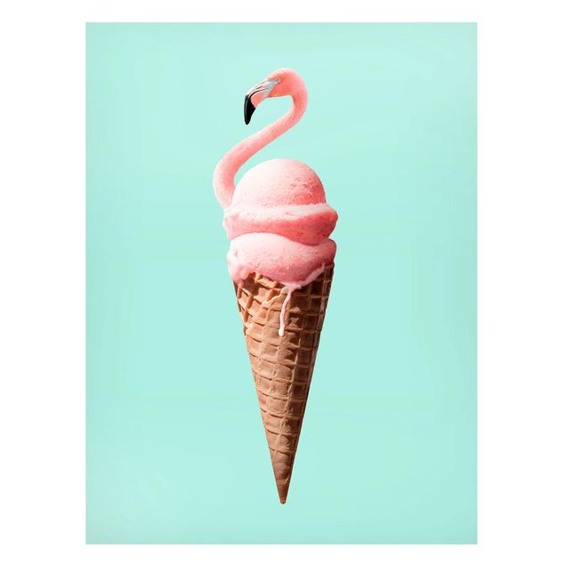 Magnettavler dyr Ice Cream Cone With Flamingo