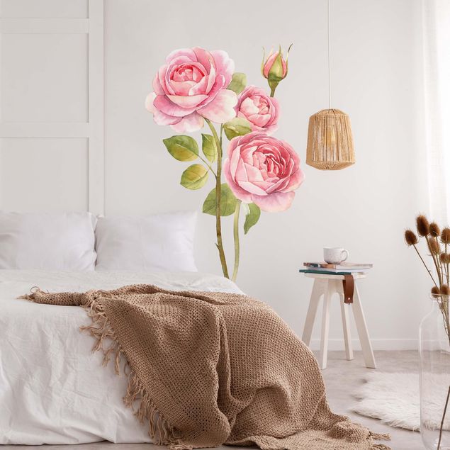 Wallstickers blomster Watercolour Three Roses XXL