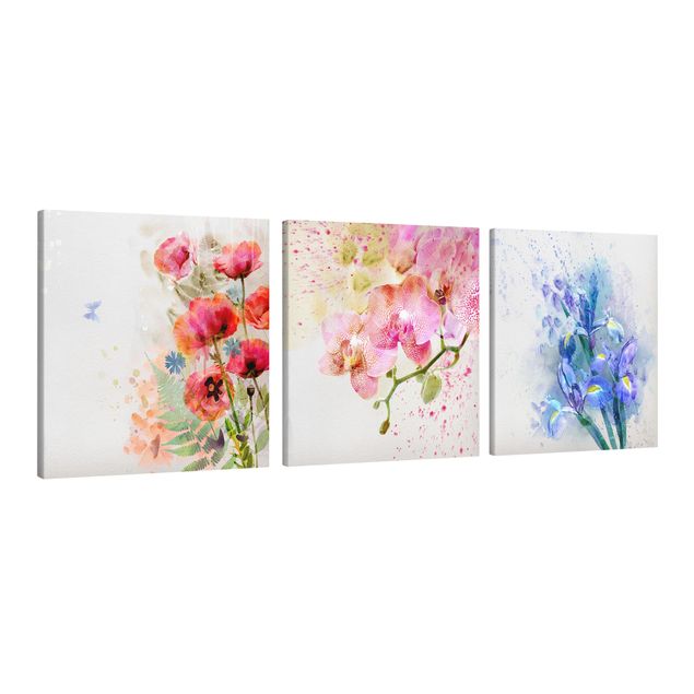 Billeder blomster Watercolour Flower Trio