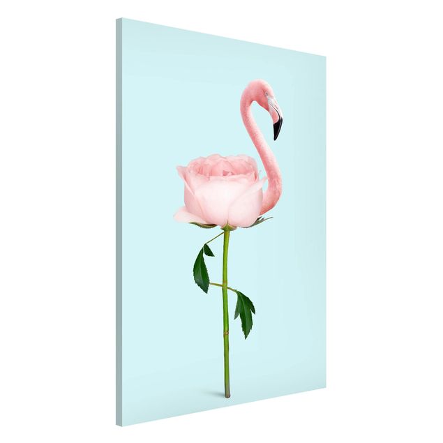 Magnettavler blomster Flamingo With Rose