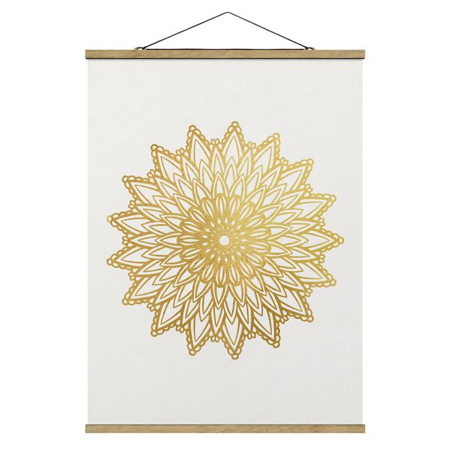 Billeder spirituelt Mandala Sun Illustration White Gold