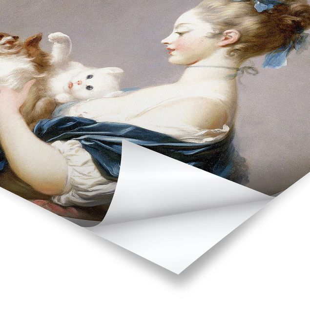 Billeder portræt Jean Honoré Fragonard - Girl playing with a Dog and a Cat