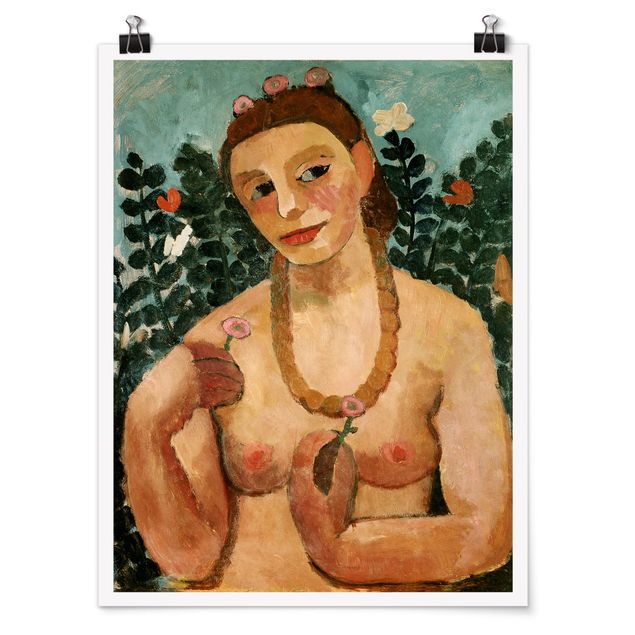 Plakater kunsttryk Paula Modersohn-Becker - Self Portrait with Amber Necklace