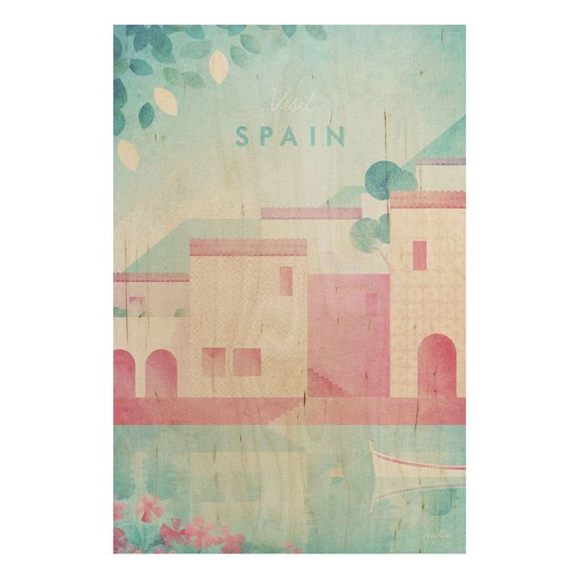 Prints på træ vintage Travel Poster - Spain