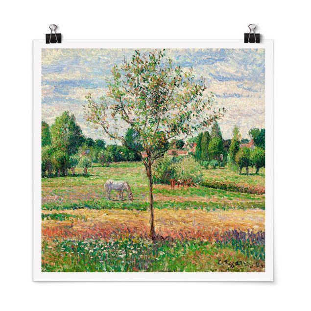 Kunst stilarter pointillisme Camille Pissarro - Meadow with Grey Horse, Eragny