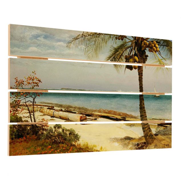 Prints på træ strande Albert Bierstadt - Tropical Coast