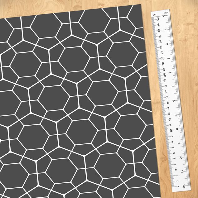 Selvklæbende folier sort og hvid Anthracite Geometric Diamond Honeycomb Pattern