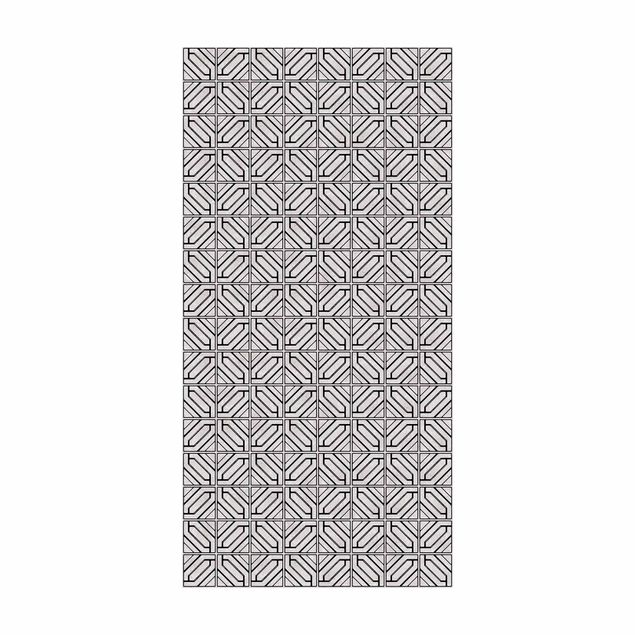 moderne gulvtæppe Tile Pattern Rhomboidal Geometry Black