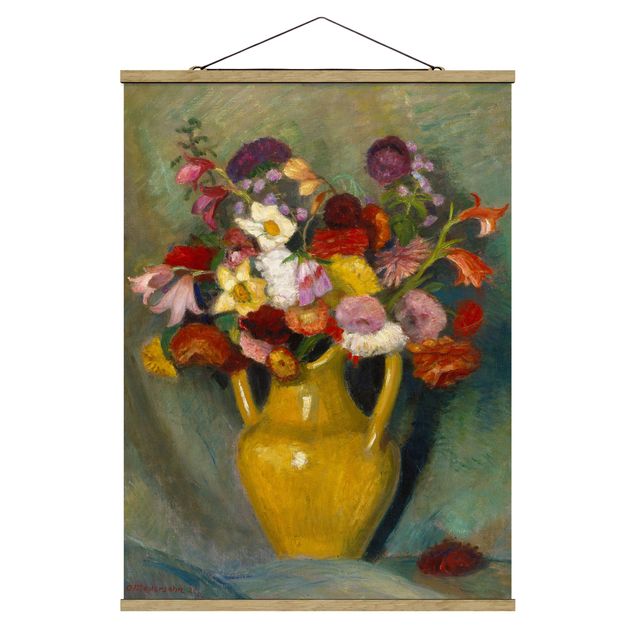 Billeder blomster Otto Modersohn - Colourful Bouquet in Yellow Clay Jug
