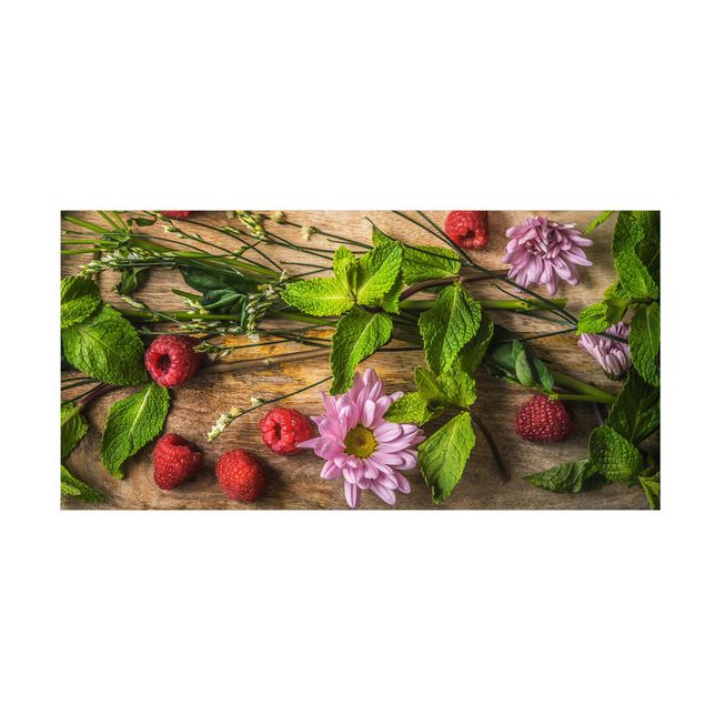 Blomstret tæppe Flowers Raspberries Mint
