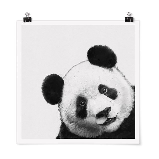 Plakater sort og hvid Illustration Panda Black And White Drawing