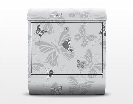 Postkasser grå Butterflies Monochrome