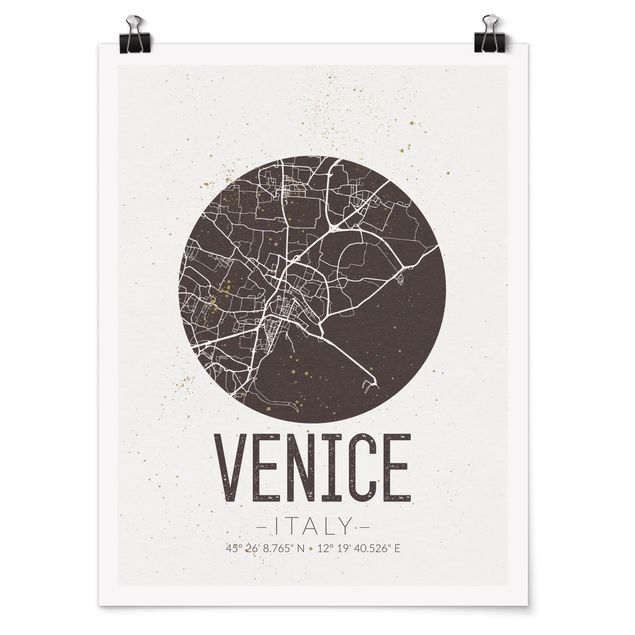 Plakater ordsprog Venice City Map - Retro
