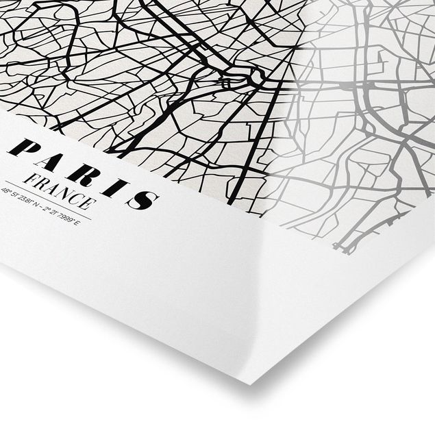 Billeder sort og hvid Paris City Map - Classic