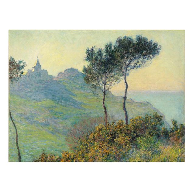 Billeder bjerge Claude Monet - The Church Of Varengeville At Evening Sun