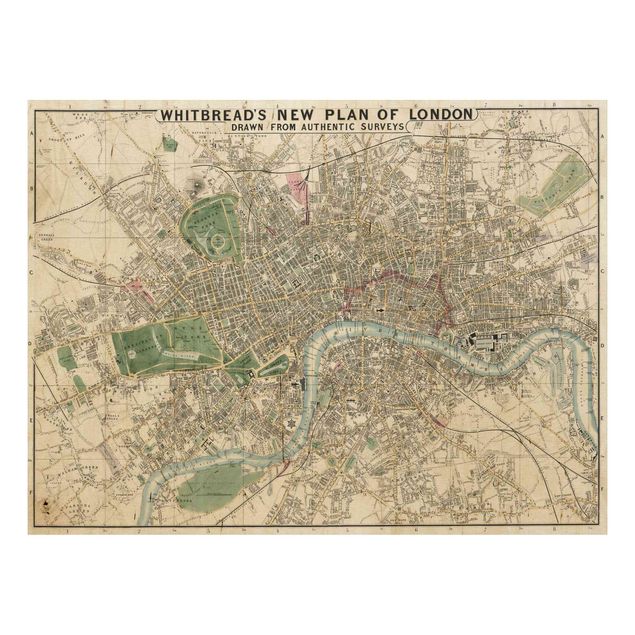 Prints på træ vintage Vintage Map London
