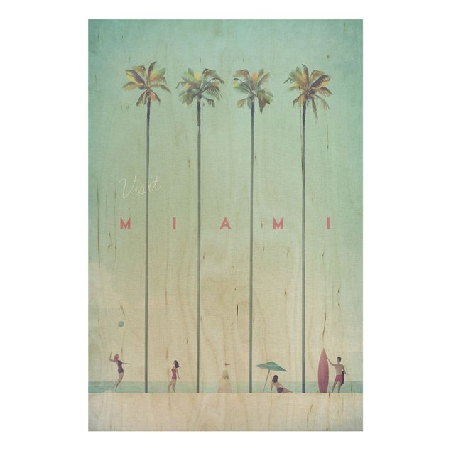 Prints på træ landskaber Travel Poster - Miami