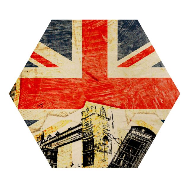 Hexagon Bild Holz - This is London!