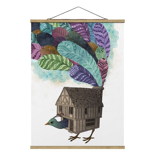 Billeder moderne Illustration Birdhouse With Feathers