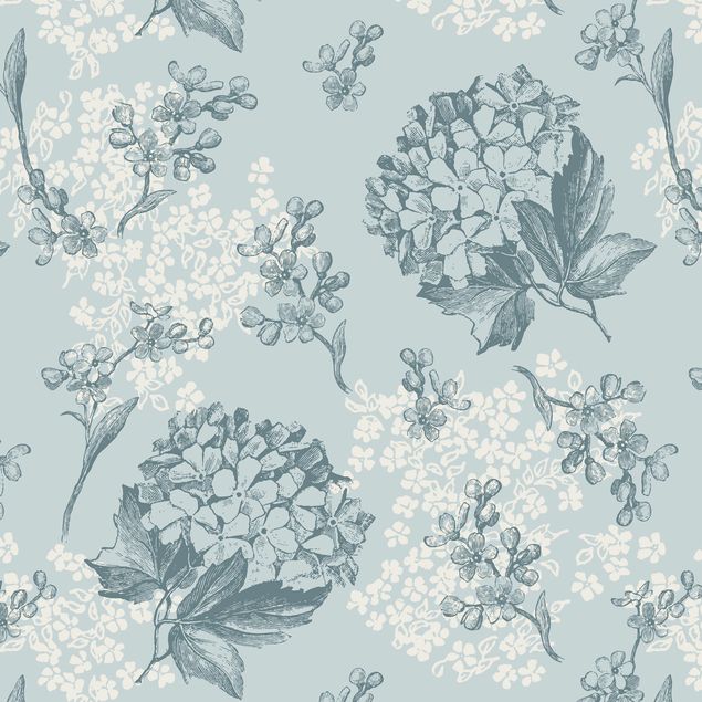 Møbelfolier sideborde Hydrangea Vintage Kitchen Floral Pattern