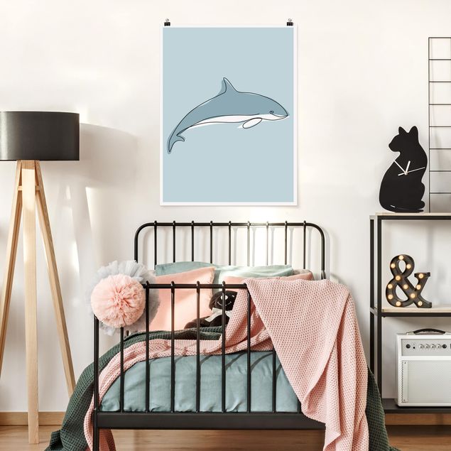 Plakater dyr Dolphin Line Art