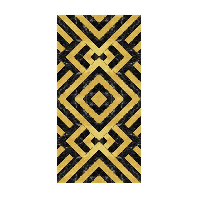 moderne gulvtæppe Geometrical Tile Mix Art Deco Gold Black Marble