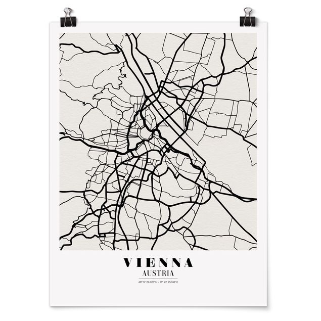 Plakater ordsprog Vienna City Map - Classic