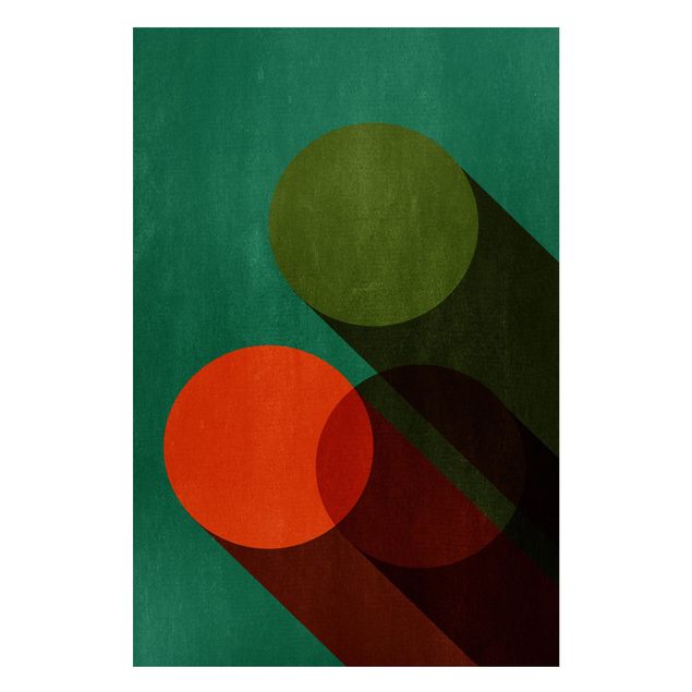 Billeder kunsttryk Abstract Shapes - Circles In Green And Red