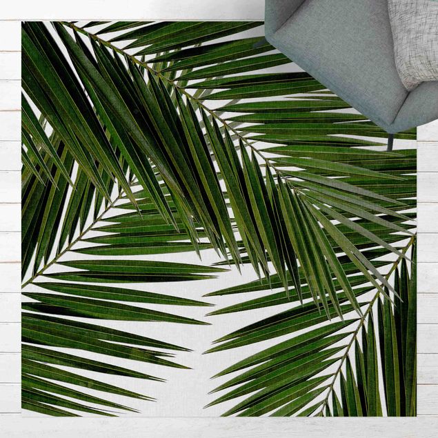 Udendørs tæpper View Through Green Palm Leaves