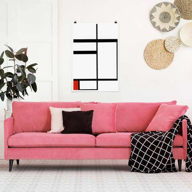 køkken dekorationer Piet Mondrian - Composition with Red, Black and White