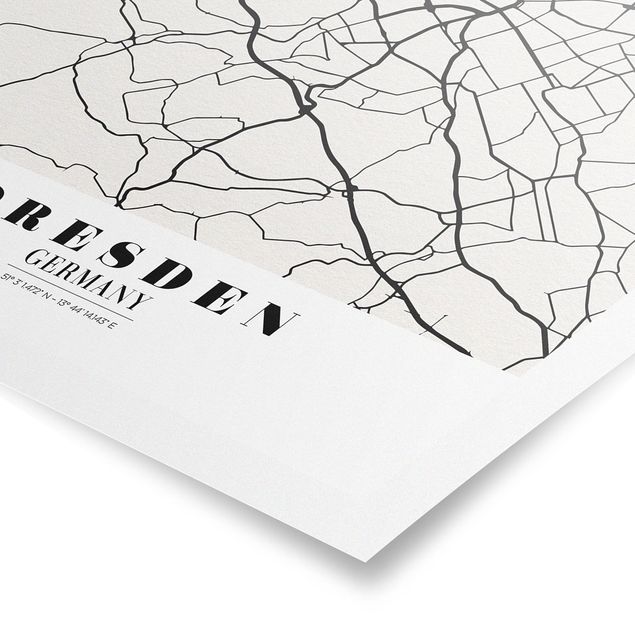 Billeder sort og hvid Dresden City Map - Classical