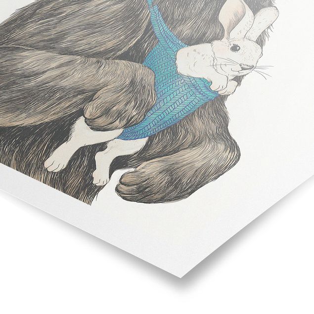 Billeder kunsttryk Illustration Bear And Bunny Baby