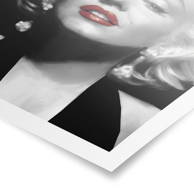 Billeder sort og hvid Marilyn With Red Lips