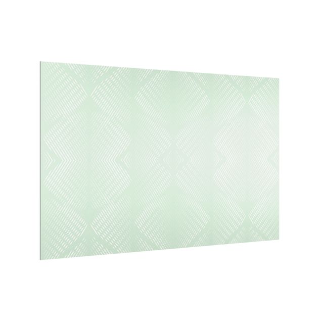 Stænkplader glas Rhombic Pattern With Stripes In Mint Colour