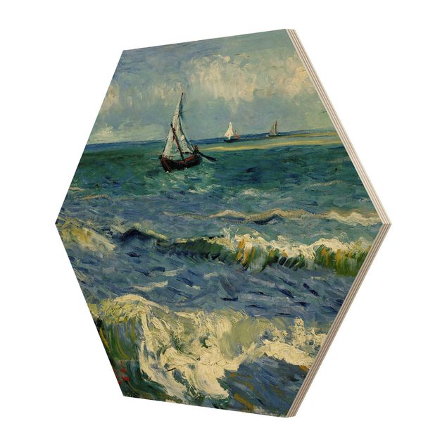 Prints på træ landskaber Vincent Van Gogh - Seascape Near Les Saintes-Maries-De-La-Mer