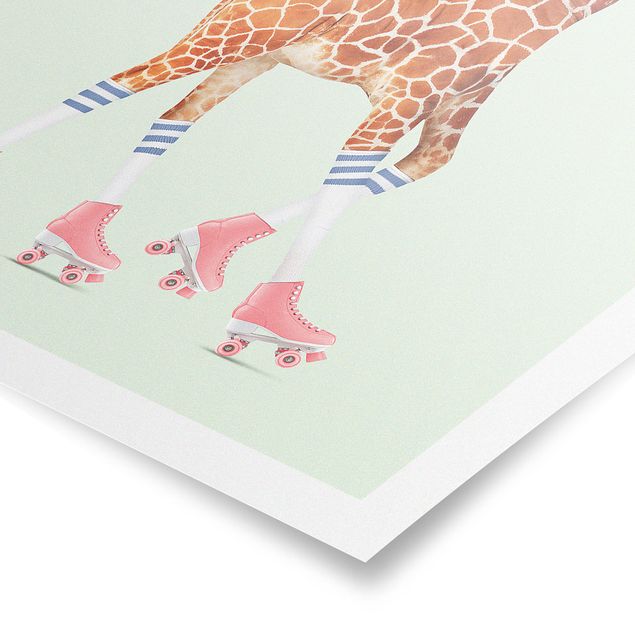 Plakater dyr Giraffe With Roller Skates