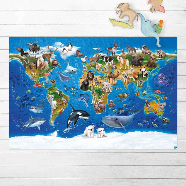 udendørs gulvtæppe Animal Club International - World Map With Animals